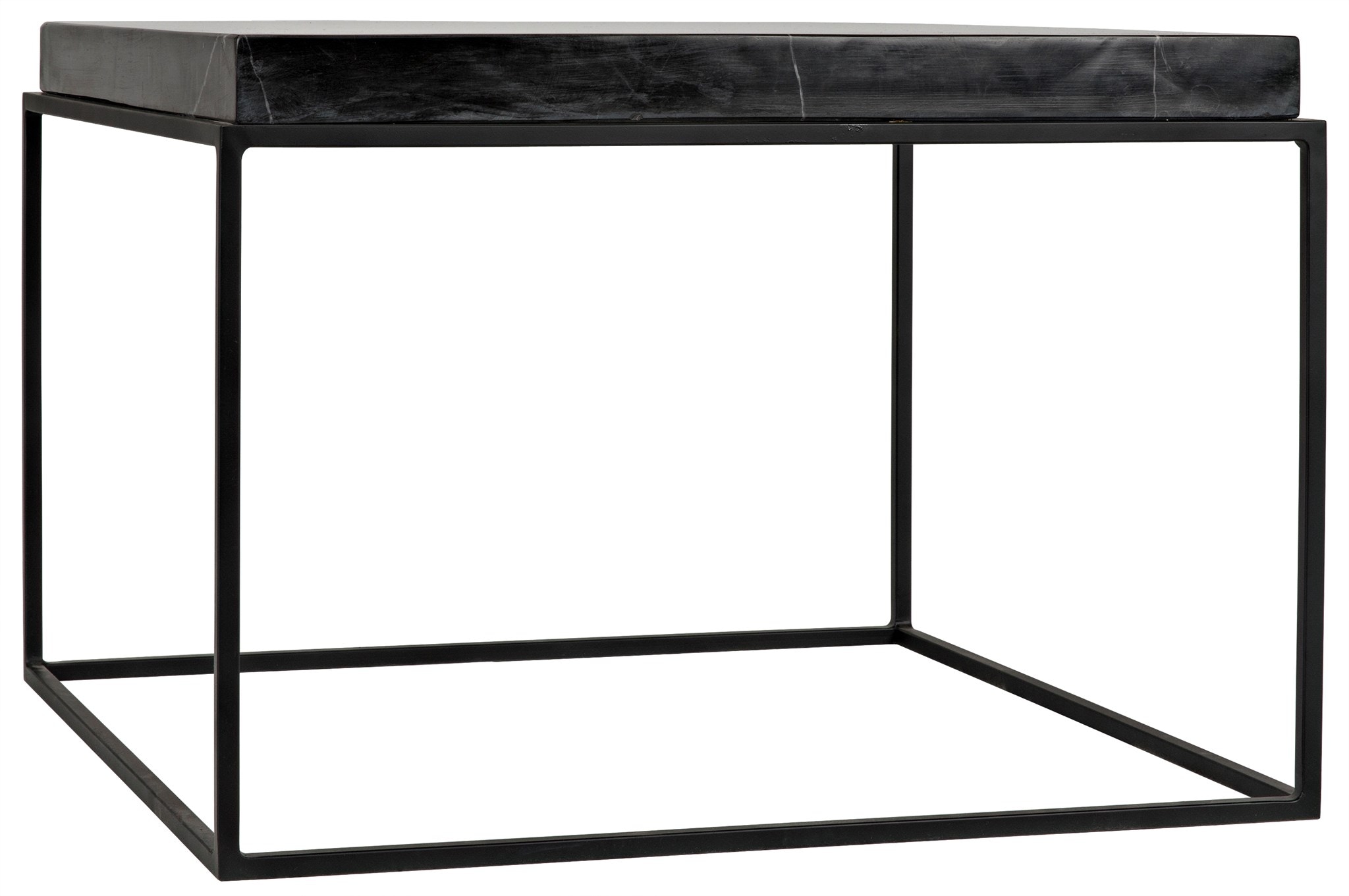 Noir Lomax Coffee Table Black Metal Finish With Black Stone